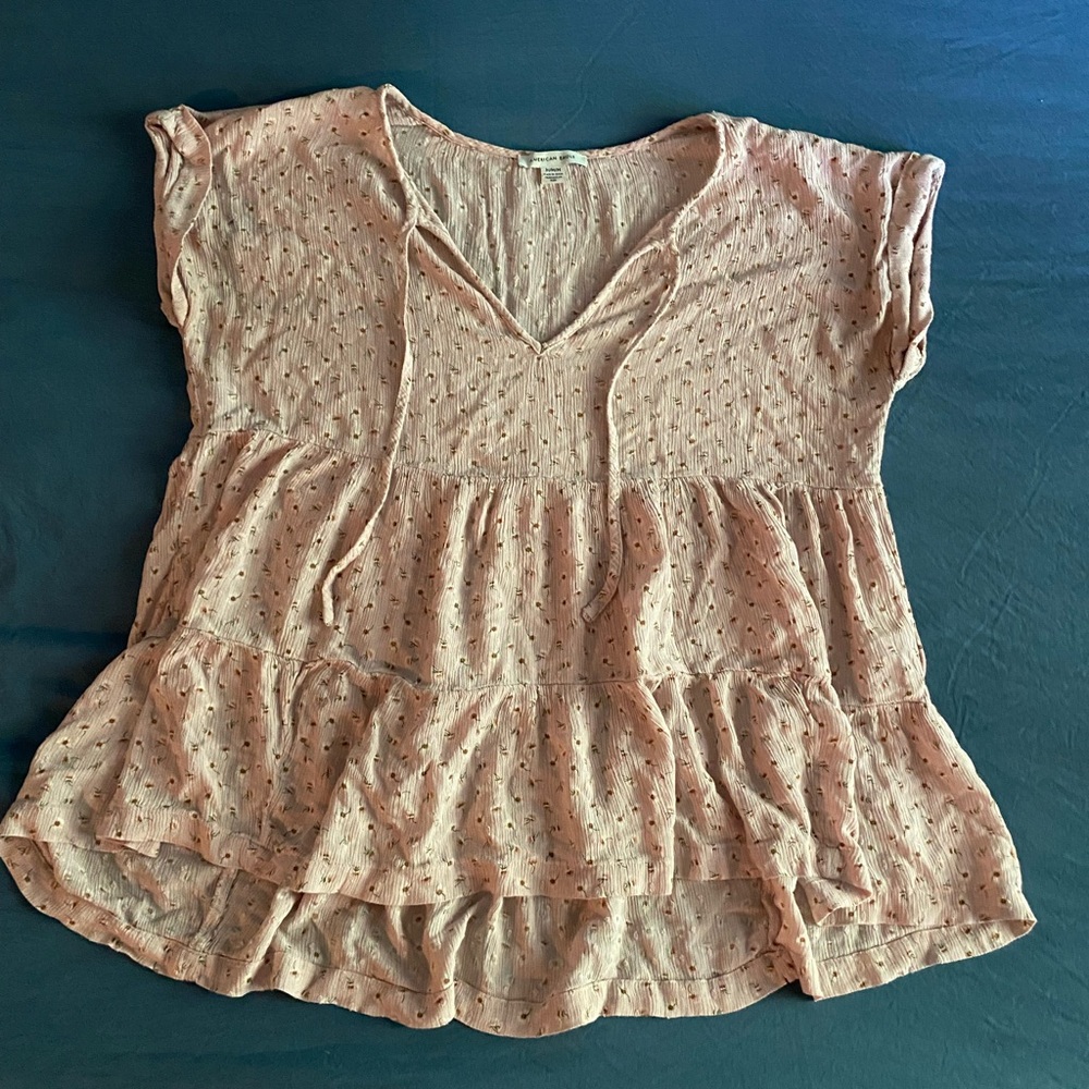 AE Boho Flowy Babydoll Floral Blouse
